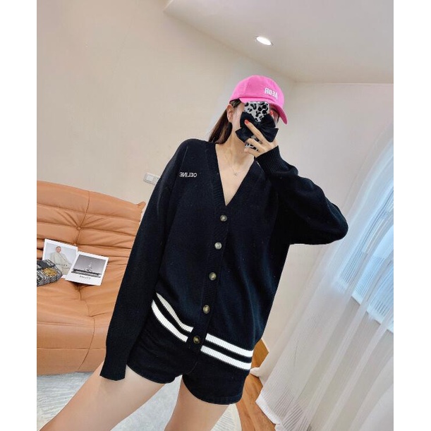 Áo Khoác Cardigan Dệt Kim Cổ Chữ V Thêu Họa Tiết Thời Trang Cho Nam Nữ