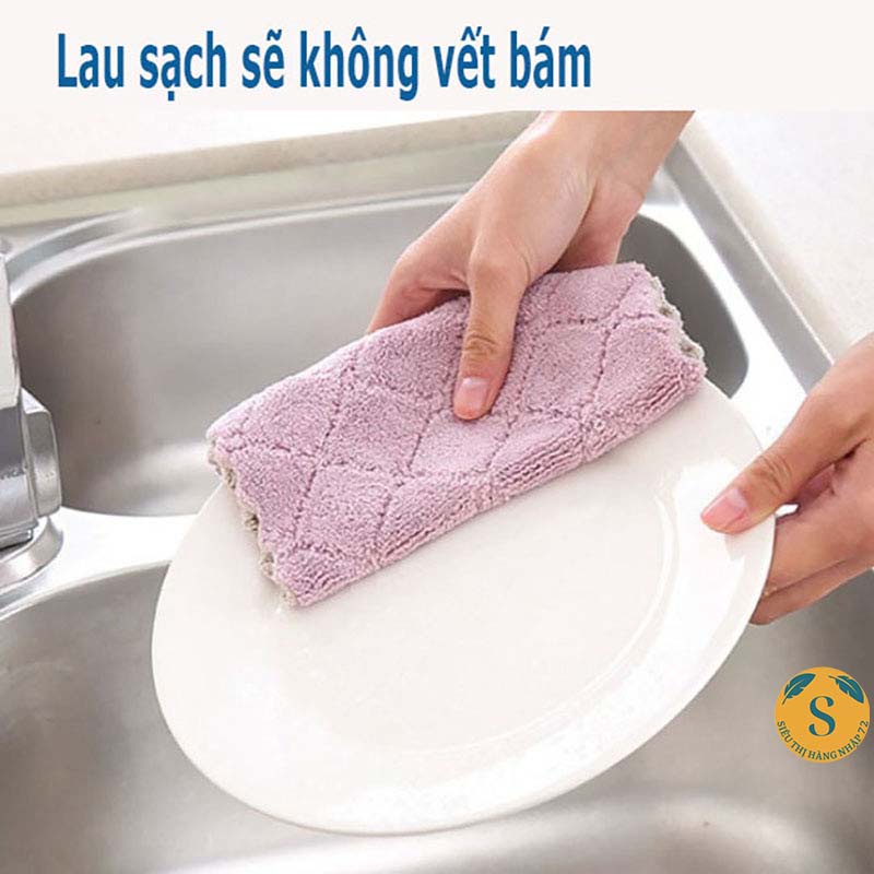 1 Khăn lau đa năng 2 mặt lau Bếp - Rửa bát - lau Bàn khăn thấm nước siêu tốt nhanh khô [KHĂN 2 MẶT]