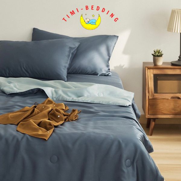 Bộ chăn ga gối tencel nhập khẩu cao cấp set 4 món chăn trần – chăn hè tencel - Timibedding