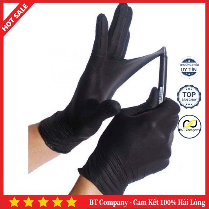 Găng tay y tế không bột hộp 100 chiếc đen black, Tóc Spa Phun Xăm,Thẩm Mỹ, Nail, Mi