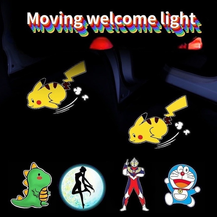 Đèn xe máy Pikachu bingdwendwen Đèn Logo Cửa Xe Hơi đèn, Đèn Led chiếu cửa họa cho xe hơi ( 1 Đèn ) Đèn chiếu laser không dây gắn cửa xe