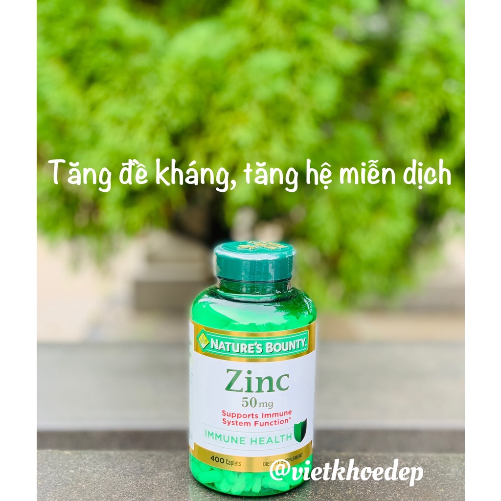 [HÀNG MỸ] Viên uống bổ sung Kẽm ZinC 50mg hãng Nature's Bounty chai 400 viên