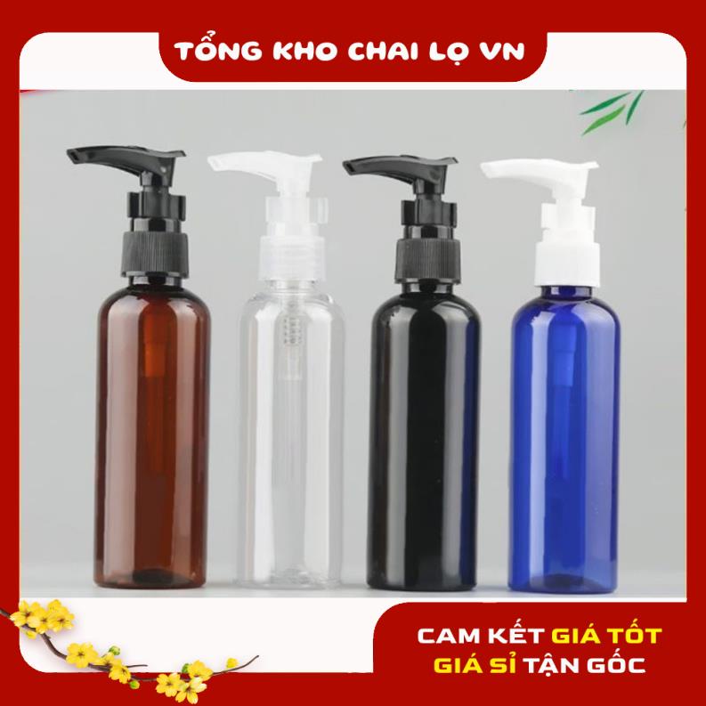 Chai Chiết Mĩ Phẩm ❤ SIÊU RẺ ❤ Chai nhựa pet vòi nhấn sữa tắm 50ml,100ml chiết mỹ phẩm , phụ kiện du lịch
