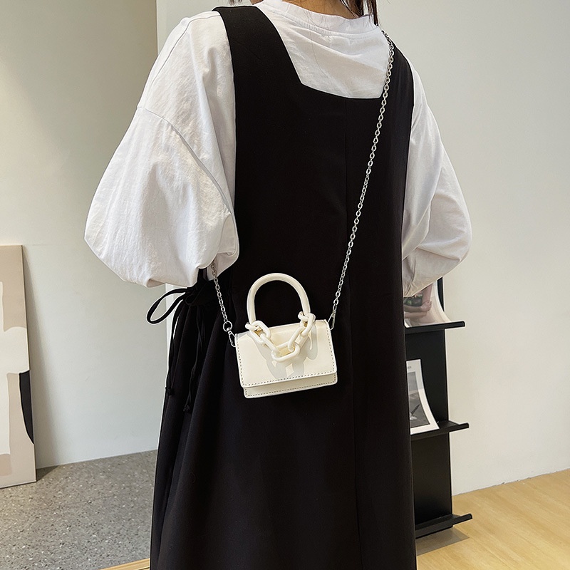 Túi Xách Đeo Vai Mini Màu Sắc Ngọt Ngào Phối Dây Xích Đơn Giản Xinh Xắn Dành Cho Nữ