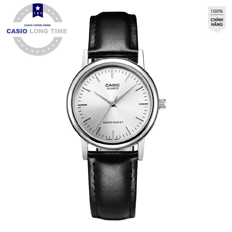 Đồng hồ Nữ Casio LTP-1095E-7ADF Chính Hãng - chống nước 30m - Dây Da Trơn Màu Đen -