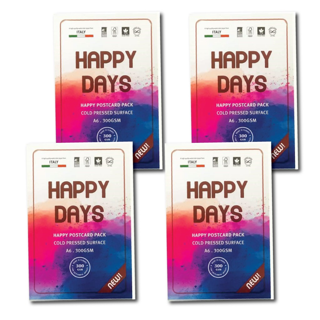 Giấy vẽ màu nước Happy hạng họa sĩ chất giấy dày 250gsm và 300gsm