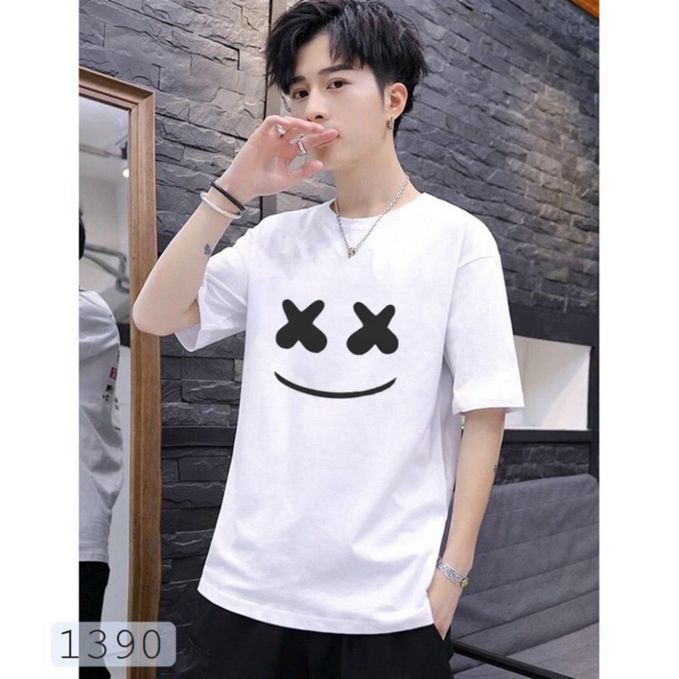 Áo thun nam nữ  tay lỡ unisex form rộng Mặt Cười Hàn Quốc Siêu Đẹp Màu Đen áo phông basic tee mùa hè A55 | BigBuy360 - bigbuy360.vn