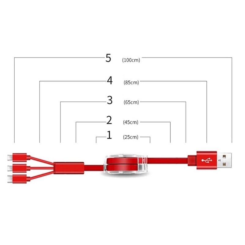 Dây Cáp Sạc Nhanh 3 Trong 1 Type-C Micro USB Cao Cấp