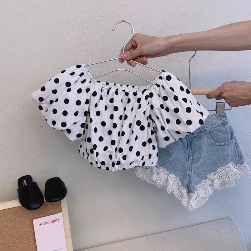 Xả Set áo bi quần sooc jean bé gái