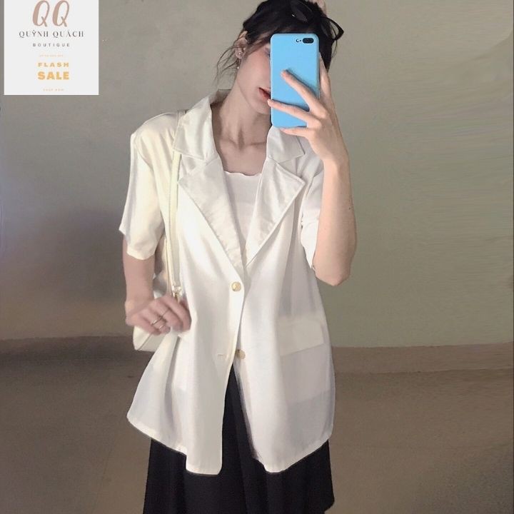 Áo Blazers đẹp giá rẻ 💗𝑭𝒓𝒆𝒆 𝑺𝒉𝒊𝒑💗, Vest nữ mùa hè chát đẹp mặc thoáng mát Màu đen trắng be Freesize | BigBuy360 - bigbuy360.vn