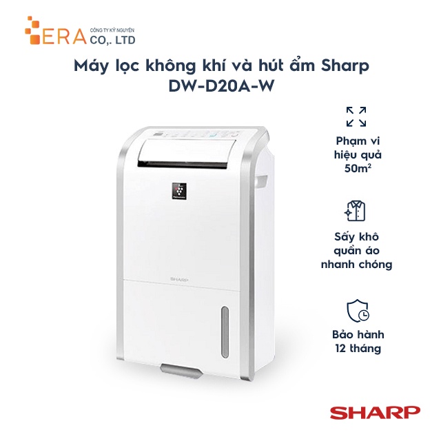 [Mã ELHA10 giảm 6% đơn 5TR] Máy Lọc không khí và Hút Ẩm Sharp DW-D20A-W