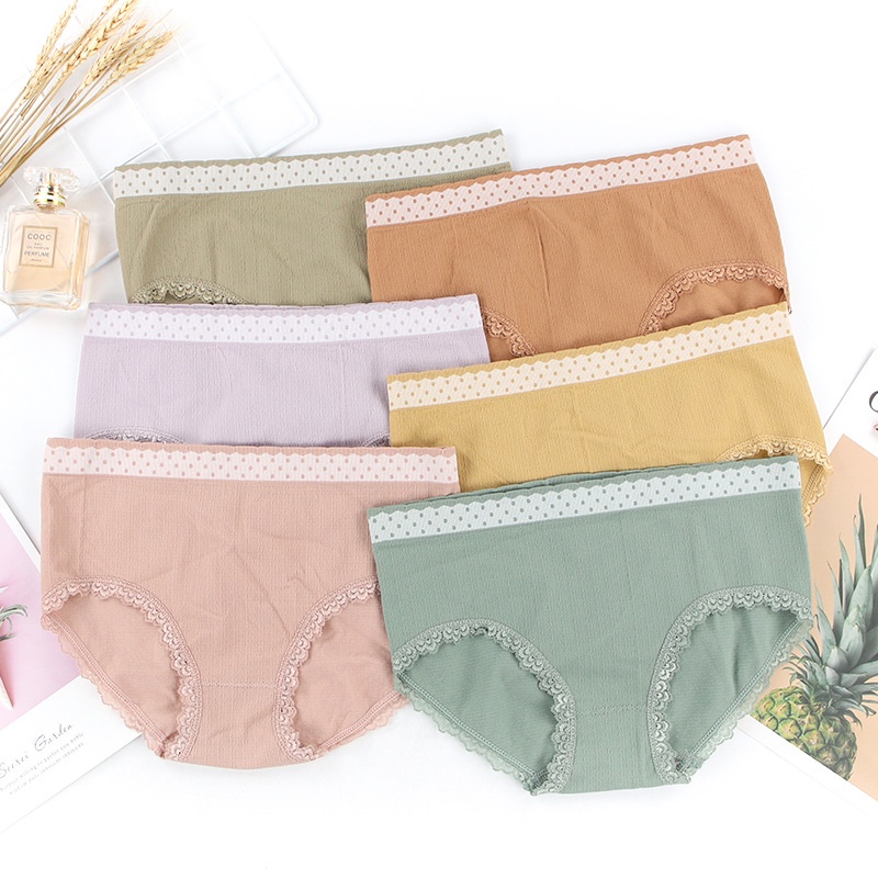 Quần Lót Nữ cotton kháng khuẩn khử mùi tôn dáng cạp chấm bi gợi cảm, Quần chíp nữ ren viền cao cấp LANIXA