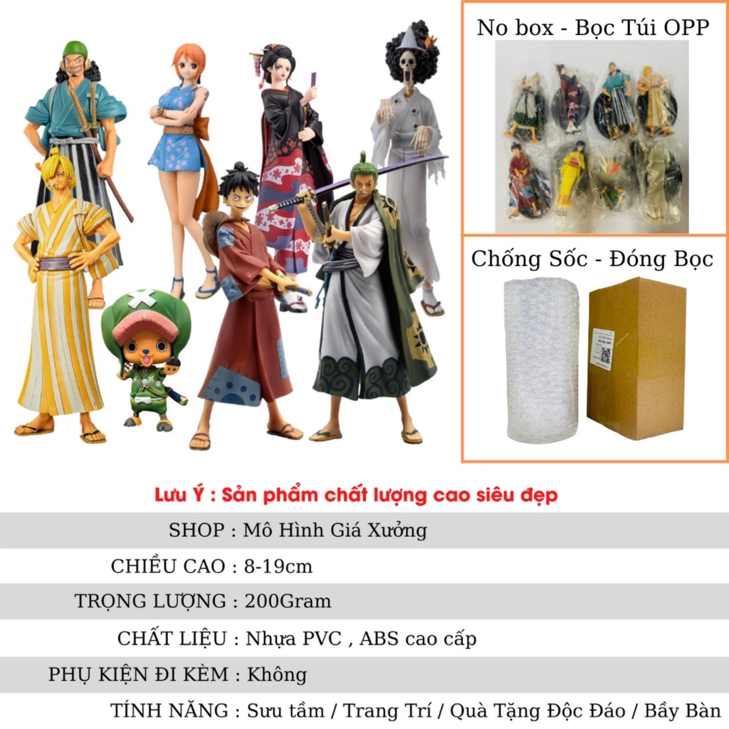 Mô Hình One Piece ở  Vương quốc Wano Luffy , Zoro , Usop, Sanji , Nami ,Brook , Choper Cao 17 - 21cm  -Tượng Figure