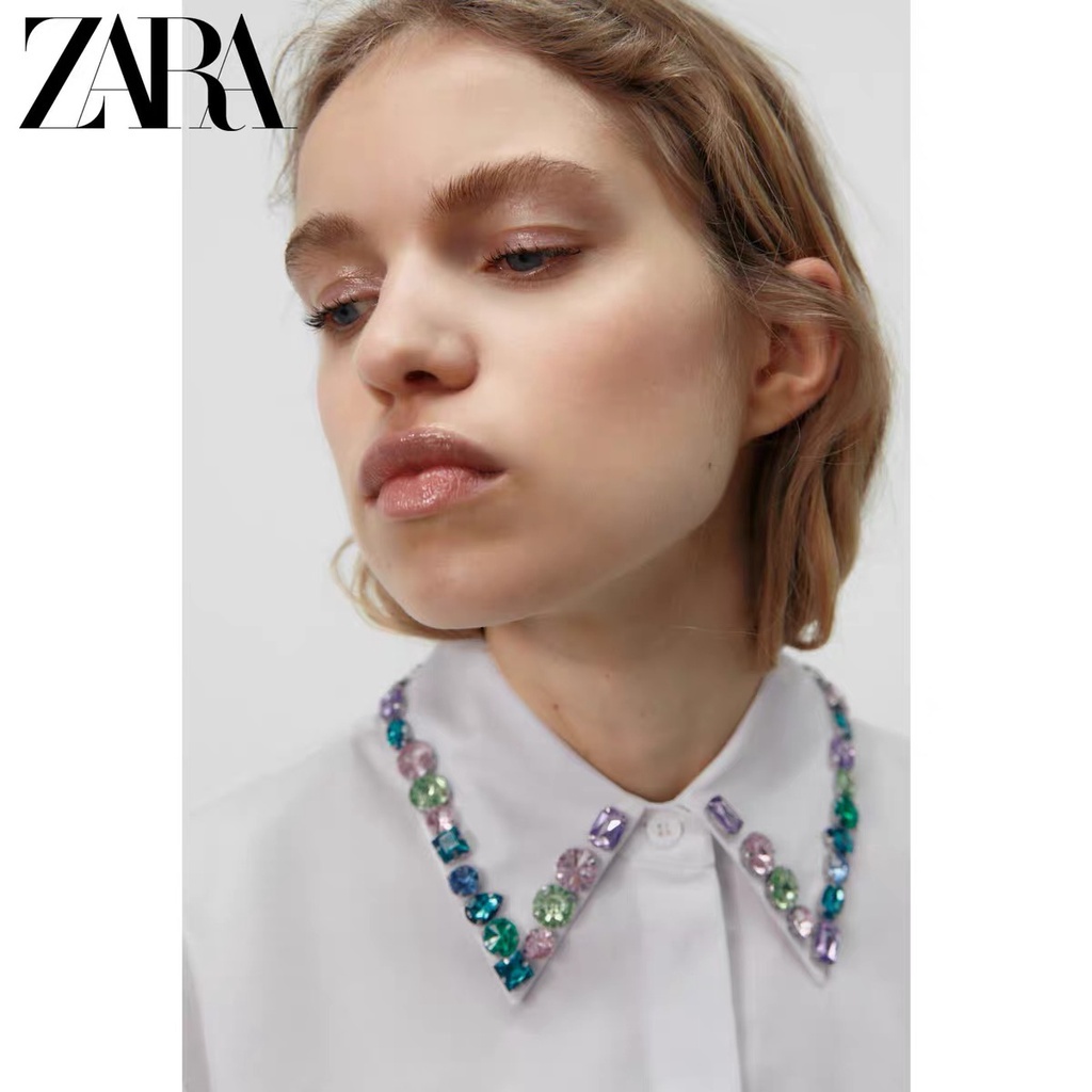Zara Áo Sơ Mi Trang Sức Thời Trang Mùa Xuân Dành Cho Nữ