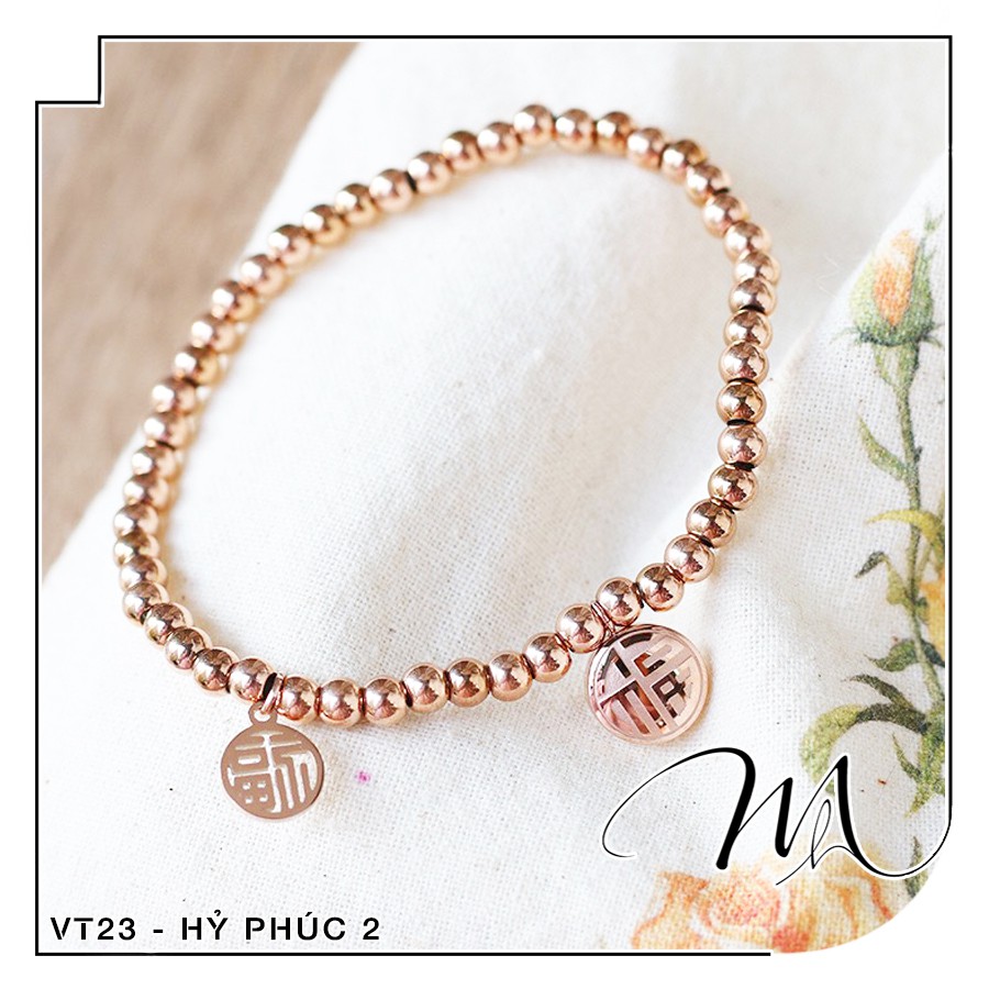 Lắc tay nữ Titan dây bi mặt chữ Hỷ Phúc may mắn - Măng’s House VT11 VT23