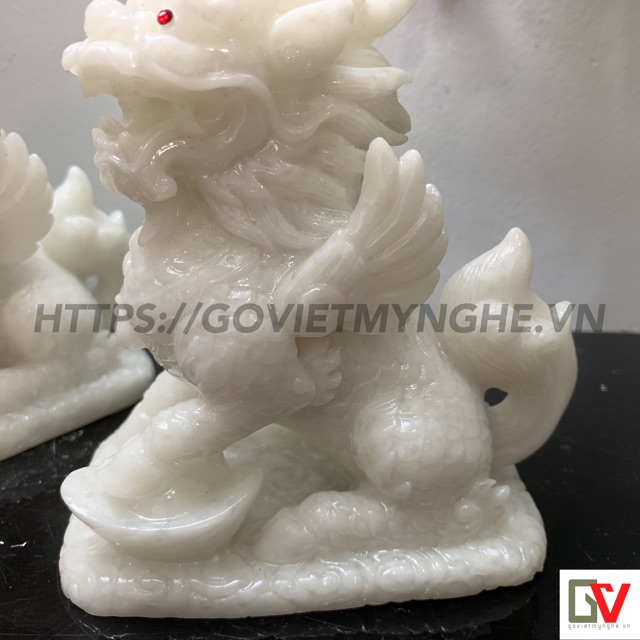 Cặp 2 Tượng Đá Tỳ Hưu Phong Thủy 2 Sừng - Trang Trí Bàn Làm Việc - Cao 12cm - Đá Non Nước | BigBuy360 - bigbuy360.vn