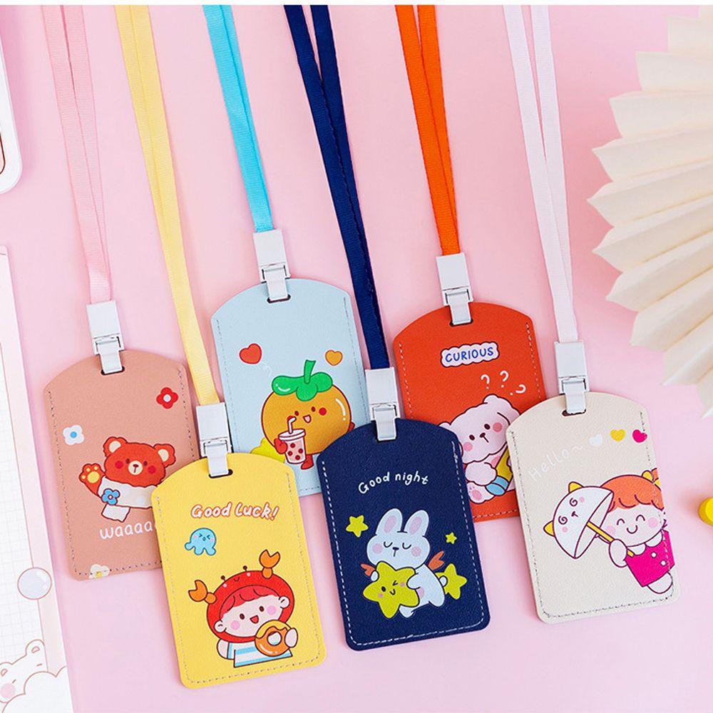 Bộ Bao Da PU Đựng Thẻ Học Sinh / Xe Buýt Họa Tiết Hoạt Hình Anime Có Dây Đeo Dài Chất Lượng Cao