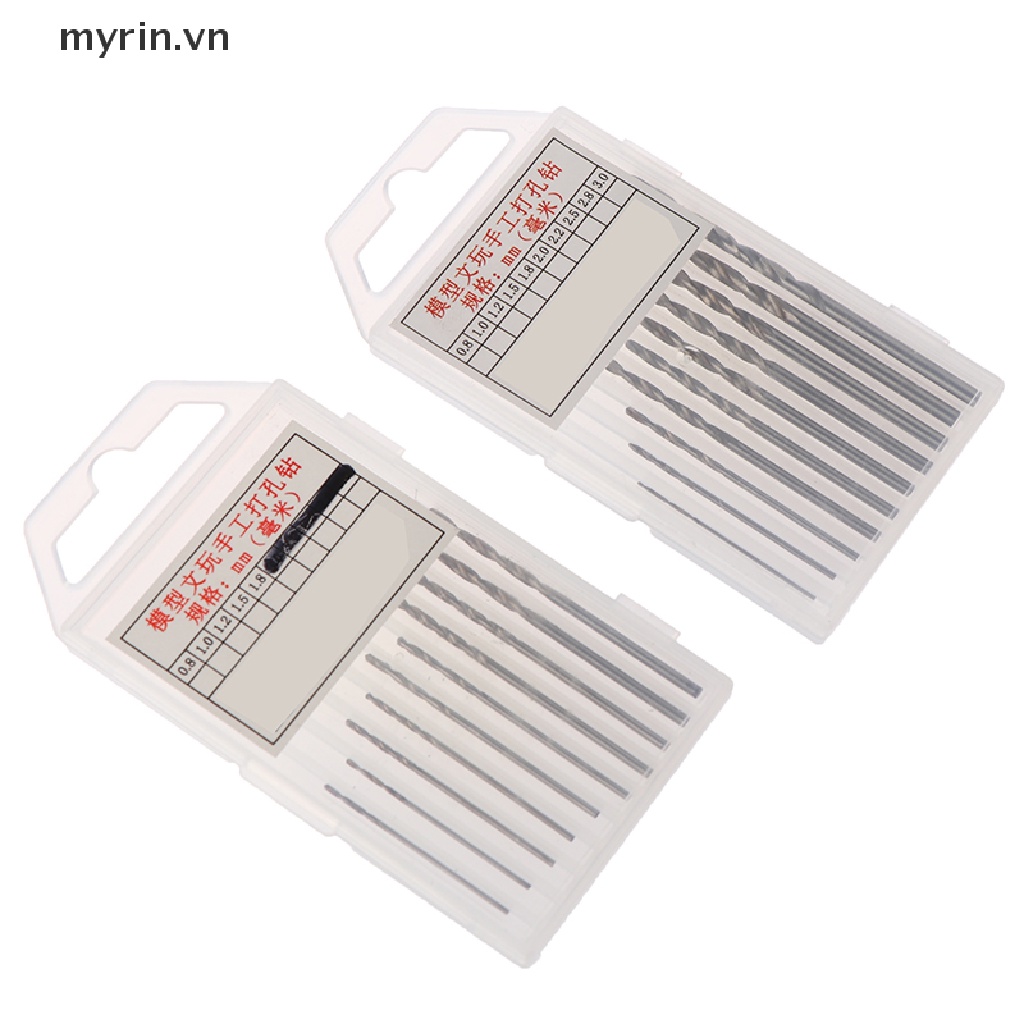 Hộp 10 Mũi Khoan Xoắn Mini HSS 0.8mm-3.0mm Chất Lượng Cao