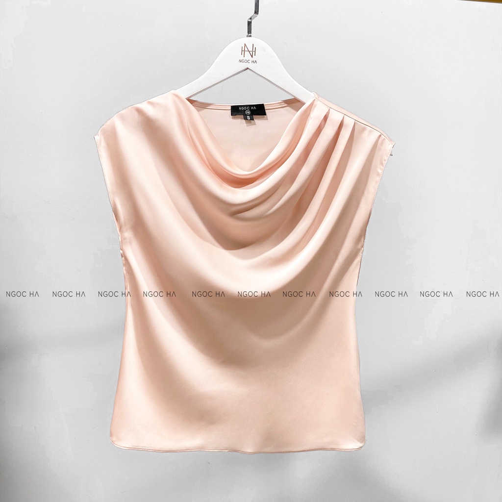 Áo sơ mi công sở nữ, sơ mi kiểu, ngắn tay nữ, chất liệu lụa cao cấp NGỌC HÀ Design L-A003 | BigBuy360 - bigbuy360.vn