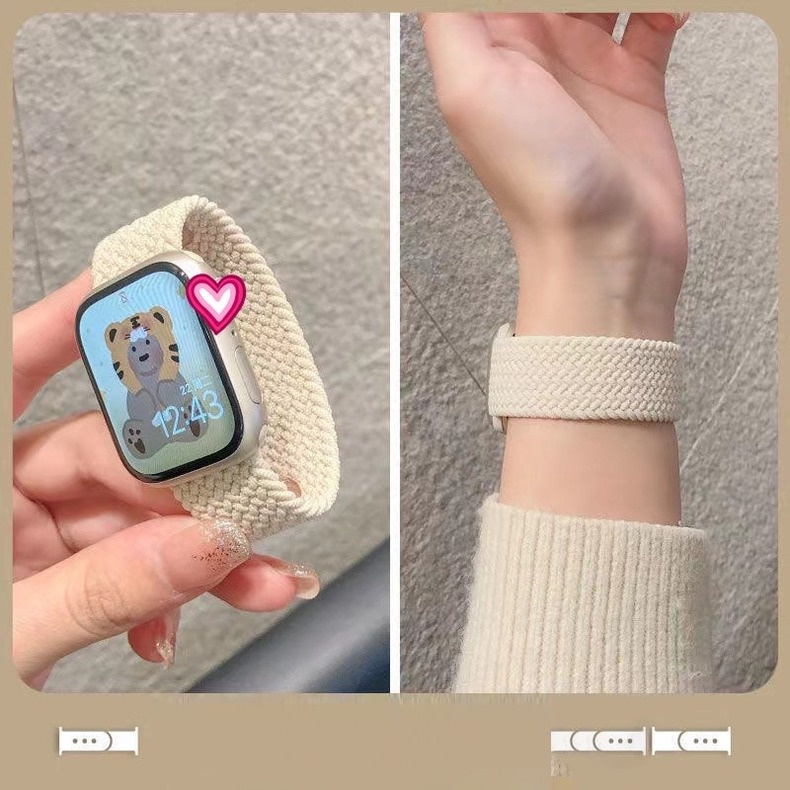 Dây Đeo Đồng Hồ Apple Watch 49mm 44mm 40mm 38mm 42mm 6 SE 5 4 3 Bằng Nylon Bện Co Giãn 8 7 41mm 45mm