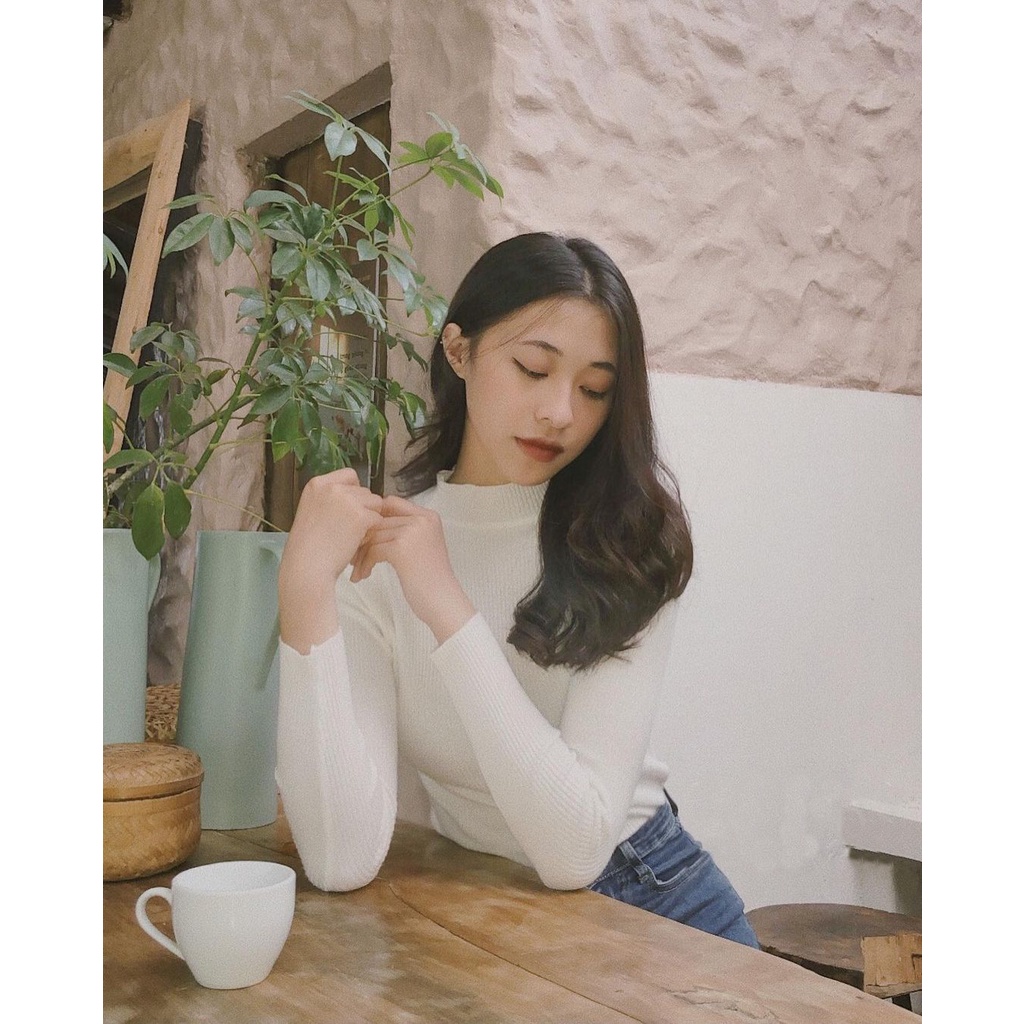 Áo len dài tay dáng ôm màu trơn cổ 3 phân  thời trang thu đông cho nữ HNDAL01 | BigBuy360 - bigbuy360.vn