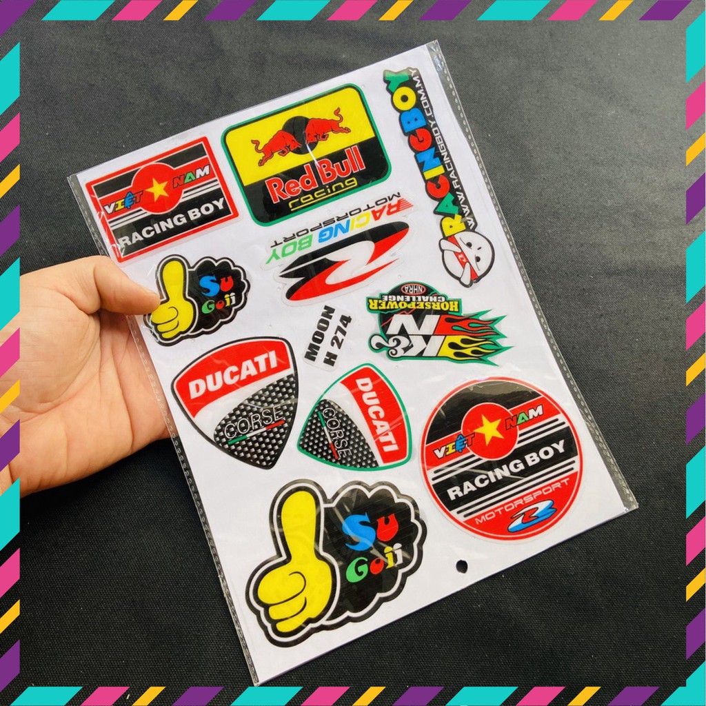 [CỰC RẺ] TẤM TEM DẬP NỔI NHIỀU LOGO MẪU LOGO DUCATI, RACING BOY, K&amp;N TRANG TRÍ XE SIÊU CHẤT