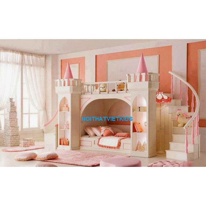 Giường tầng trẻ em lâu đài công chúa cực yêu - GTG.06