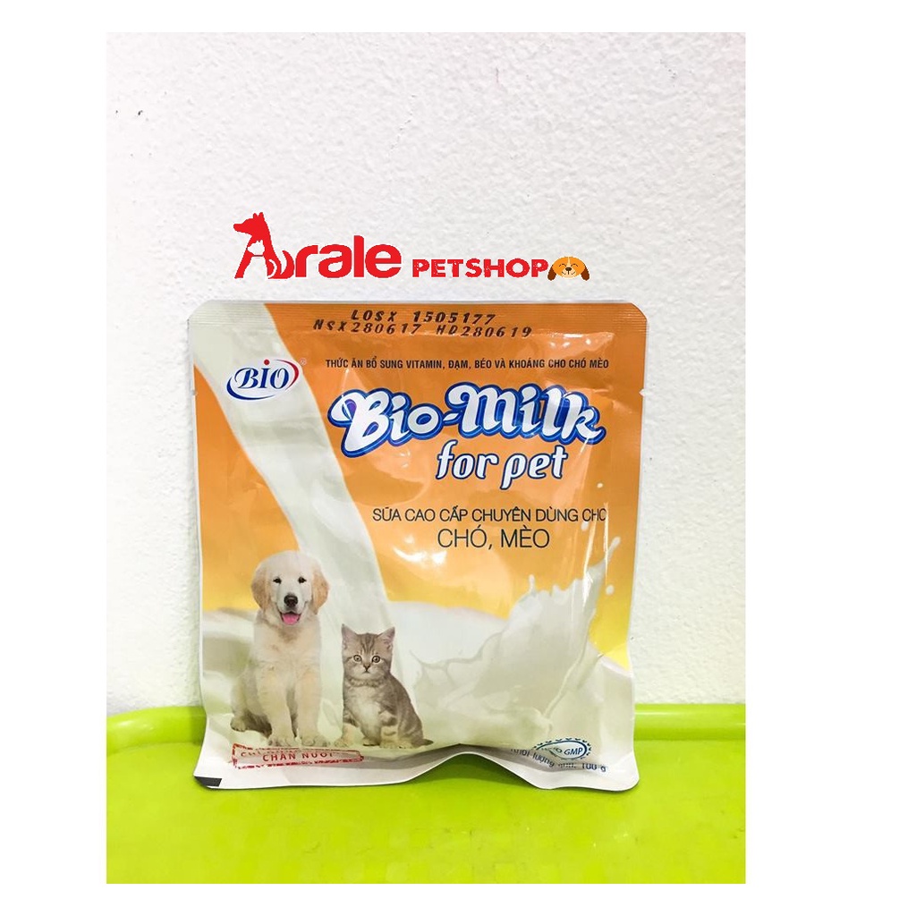 Sữa cho chó mèo BIO MILK Gói 100g Bổ sung vitamin, đạm, béo và khoáng