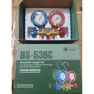 Bộ đồng hồ đo nạp gas đôi hãng Hongsen kèm dây HS-536C