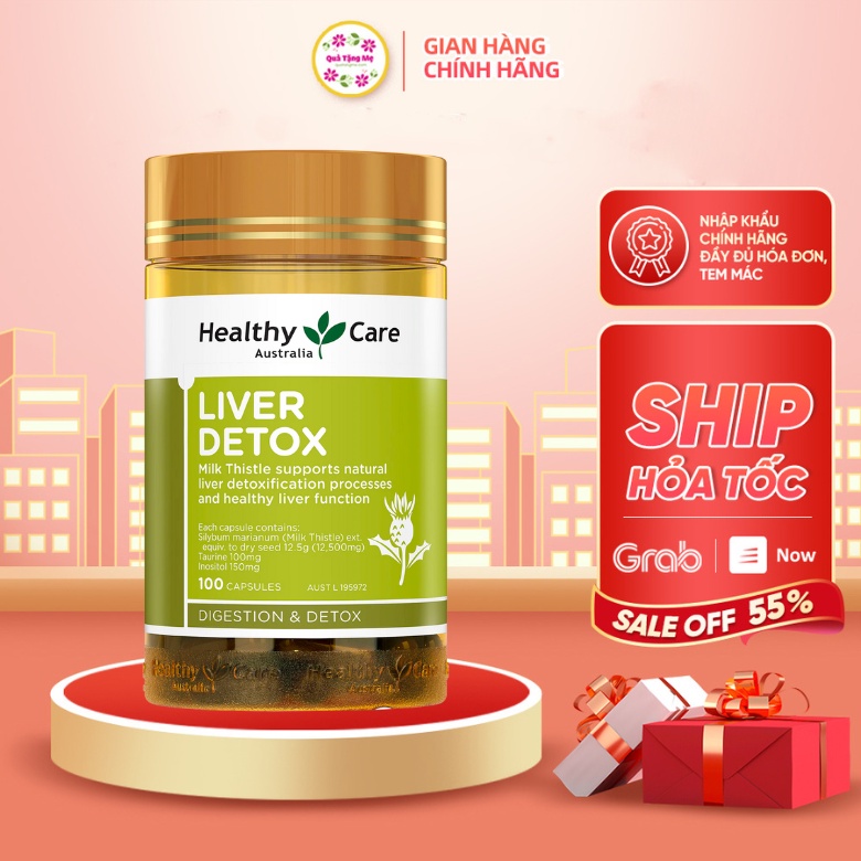Viên uống thải độc gan Healthy Care Liver Detox 100 viên Quà Tặng Mẹ