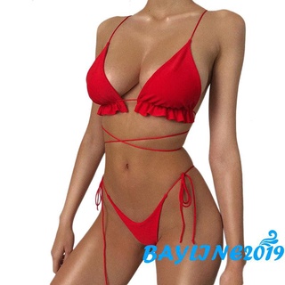 Bay-bộ đồ tắm 2 món dành cho nữ, Áo ngực quây Bikini có đệm đẩy lên + Quần áo bơi đi biển