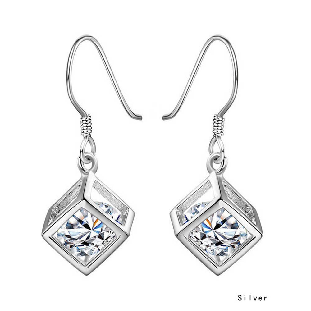 1pair Earring Crystal Cube Shape Earrings