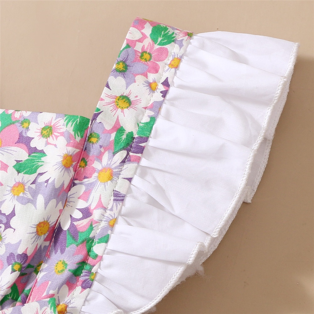 Áo liền quần MIKRDOO sát nách in hoa dễ thương cho bé gái sơ sinh