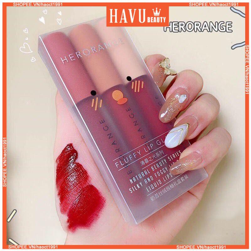 Son Kem Lì Herorange Fluffy Lip Glaze Siêu Xinh Chất Mềm Và Mịn, Lâu Trôi
