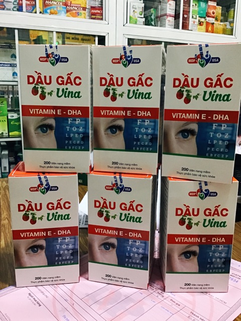 Thực phẩm Dầu Gấc Vina - Bổ sung dưỡng chất cần thiết cho mắt, tăng cường thị lực - Lọ 200 viên