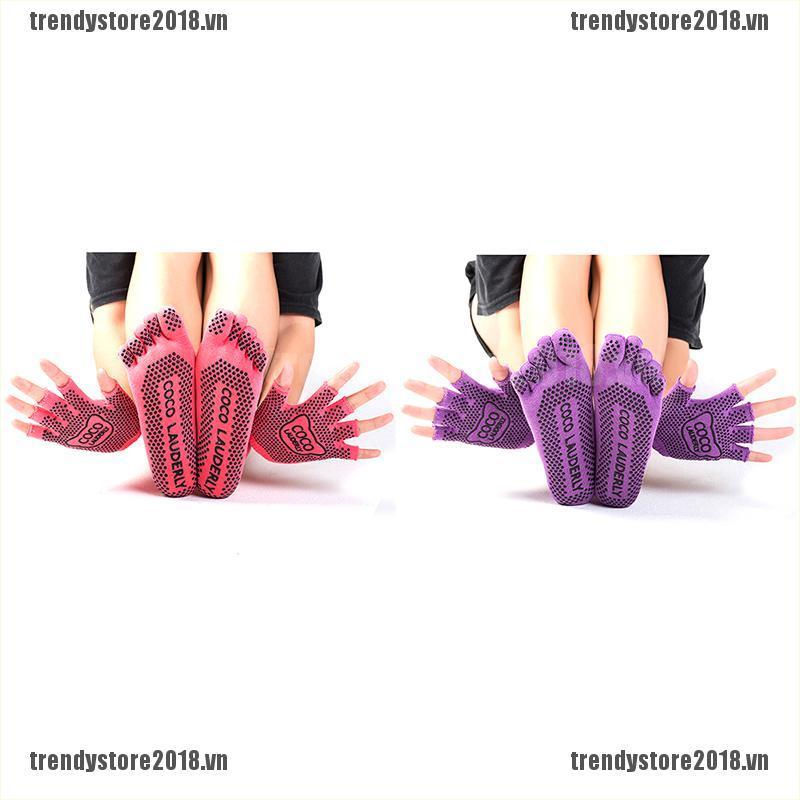 Tất Cotton Xỏ Ngón Chống Trượt Cho Nữ Tập Yoga