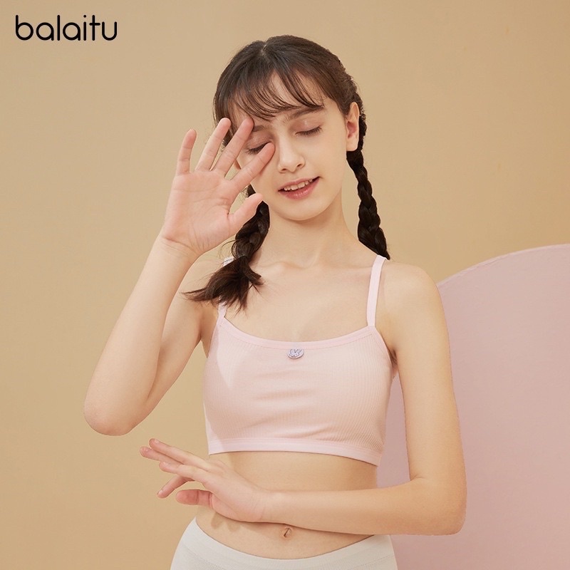 Áo lót học Sinh hai dây Màu Trắng Hồng , Áo lá cấp 2 Cotton Siêu Mịn