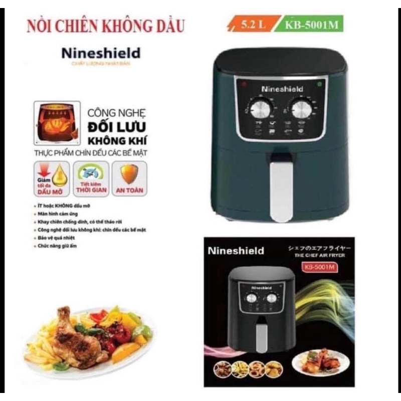 Nồi Chiên Không Dầu Nine Shield 5,2Lit BH Chính Hãng