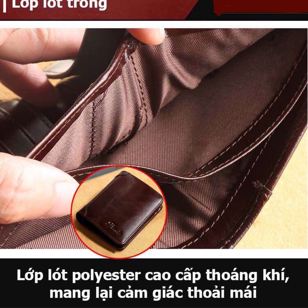 Bóp nam cao cấp, ví nam da bò thật Dante thời trang