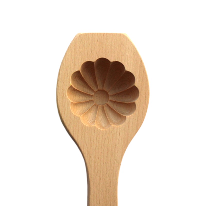 Khuôn làm bánh quy hình tròn bằng gỗ họa tiết hoa 3D thân thiện với môi trường