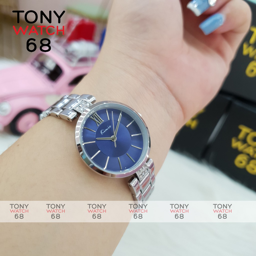 Đồng hồ nữ đeo tay chính hãng Kimio dây kim loại mặt tròn màu bạc chống nước Tony Watch 68