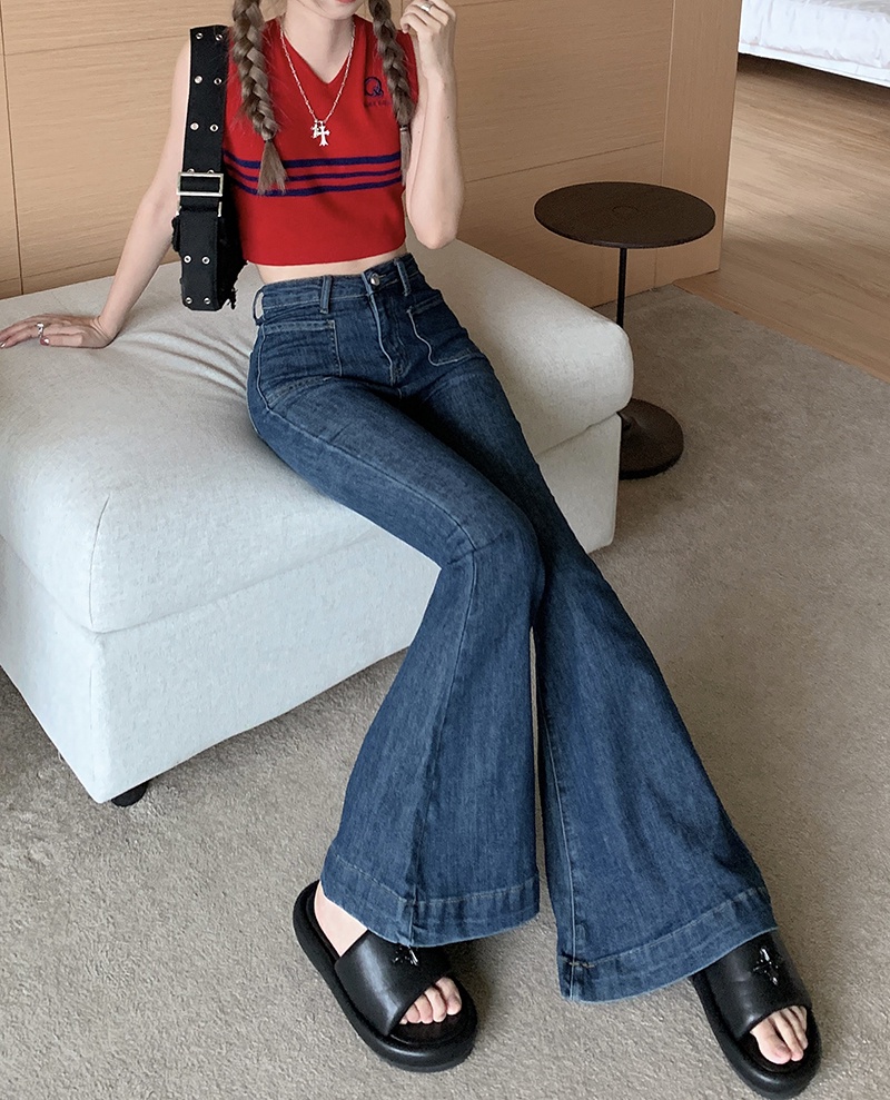 Quần Jean Ống Loe Lưng Cao Co Dãn Tốt 53932