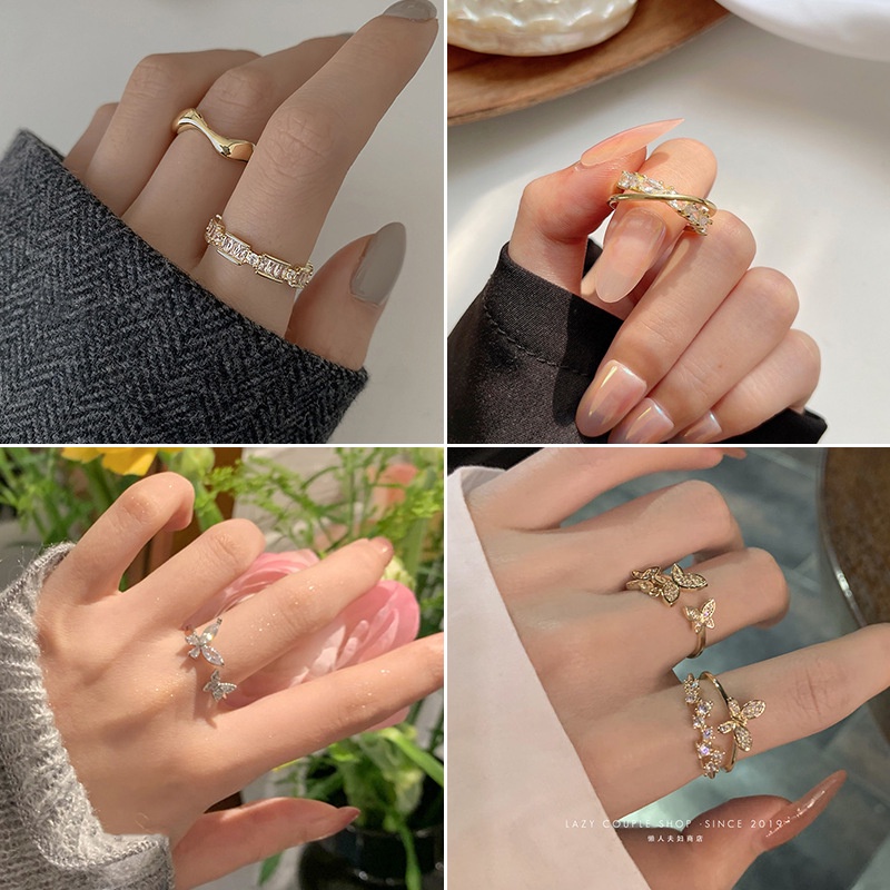 Nhẫn Đính Đá Zircon Phong Cách Mới 2022 Sang Trọng