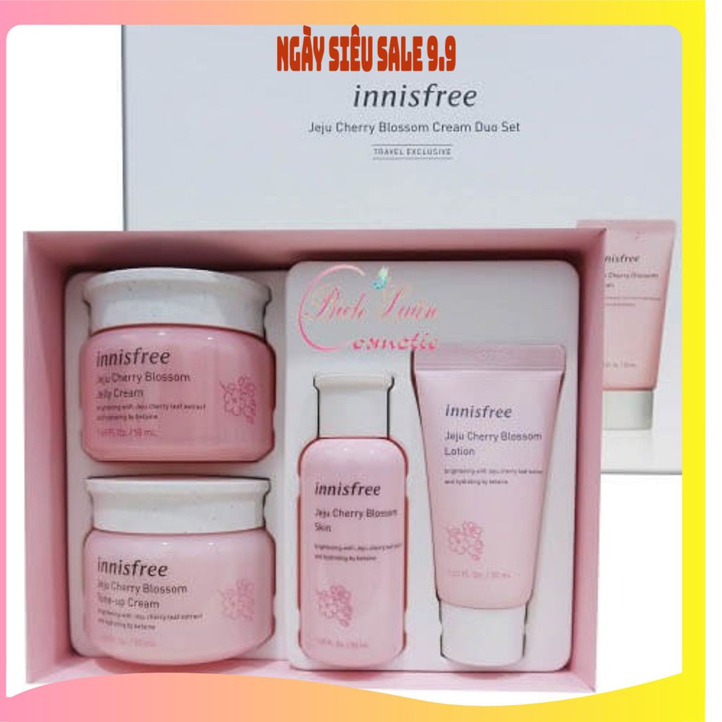 BỘ KEM DƯỠNG TRẮNG DA/ Bộ Dưỡng Ẩm, Trắng Da Chiết Xuất Lá Hoa Anh Đào Innisfree Jeju Cherry Blossom Cream Duo | BigBuy360 - bigbuy360.vn