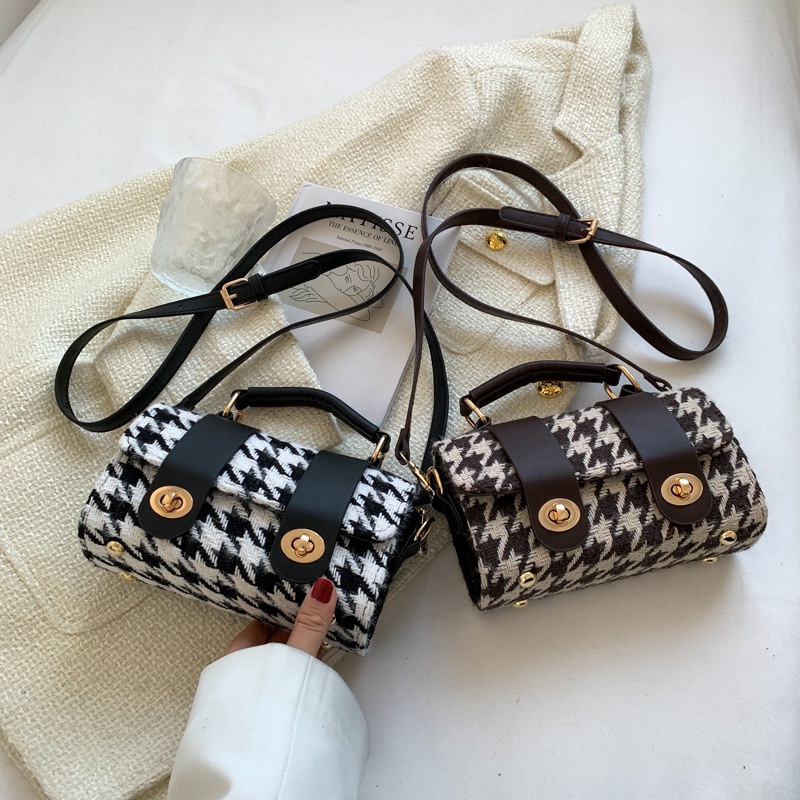 Túi đeo chéo có khóa kéo chống trộm họa tiết caro thời trang cho bé