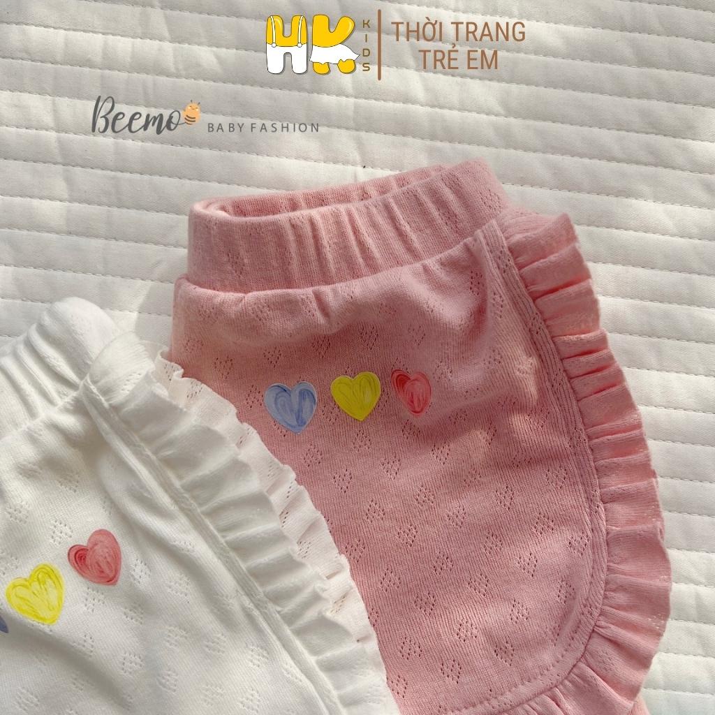 Quần đùi cho bé gái HK KIDS, quần sooc thun cộc chất cotton lỗ thoáng mát hàng cao cấp cho bé từ 8-22 kg