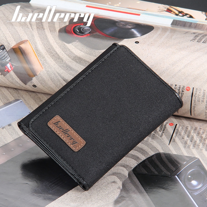 Ví ngắn BAELLERRY vải canvas nhiều ngăn đựng thẻ tiện dụng