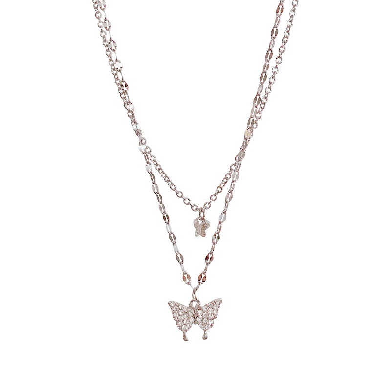 Vòng cổ hai lớp mặt hình bướm phong cách thời trang mới