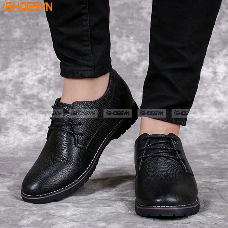Giày da bò nam thời trang buộc dây tăng chiều cao 5cm ISHOESVN IS421 giày ishoes