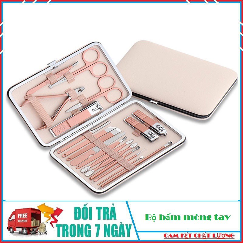 Bộ bấm móng tay 18 món màu Hồng tiện dụng siêu xinh